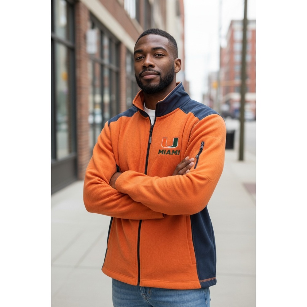 Colosseum Miami Hurricanes Fleece Jacket Orange Black‎ Full Zip Men's L